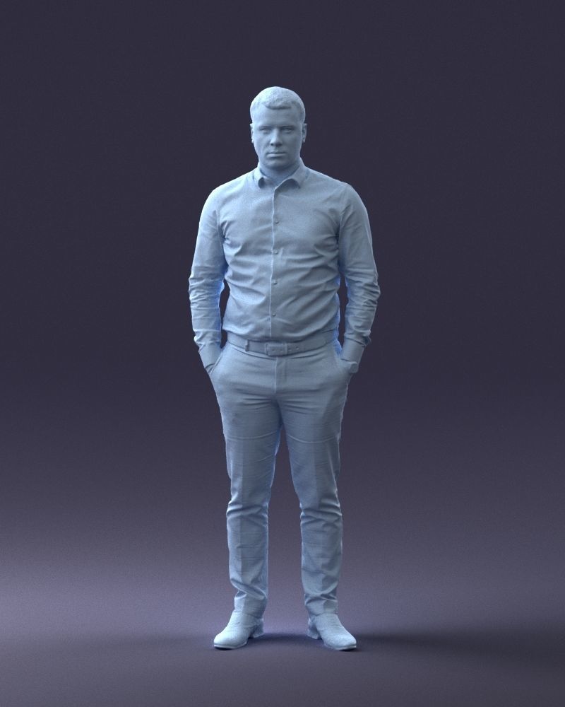 000242 Man in White Shirt and Blue Formal Trousers 0116 3D model_35
