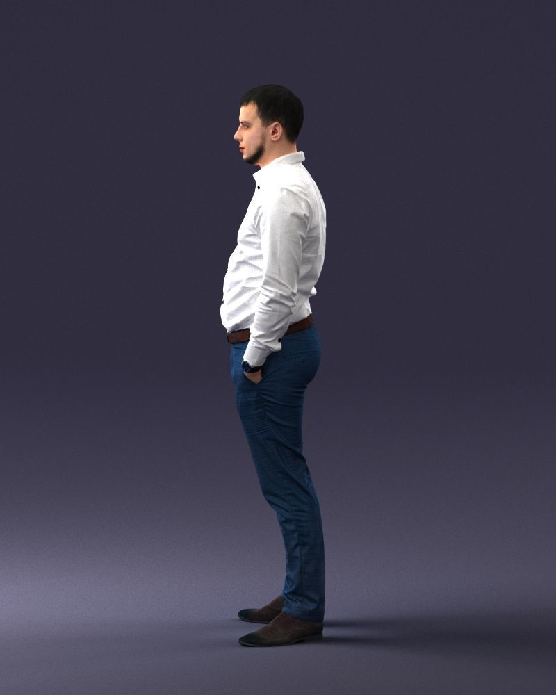 000242 Man in White Shirt and Blue Formal Trousers 0116 3D model_25