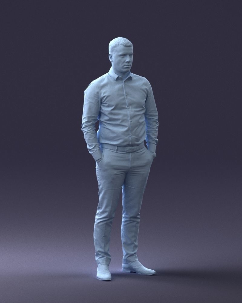 000242 Man in White Shirt and Blue Formal Trousers 0116 3D model_8