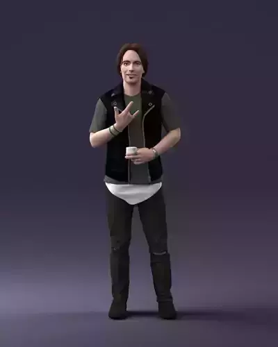 000207 Young Man with Coffee Cup 1121 3dp