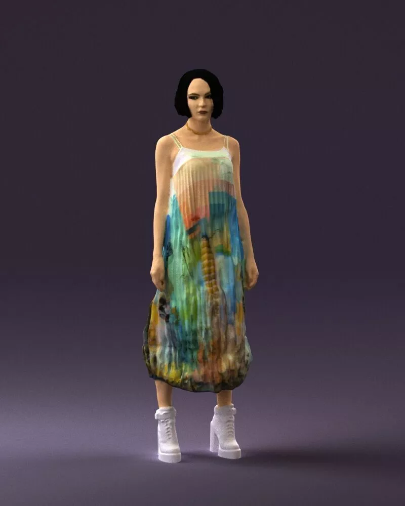 Woman in colored dress shirt hair 0528 3D model