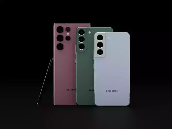 Samsung Galaxy S22 All Models in all Official Colors 3D Model Collection