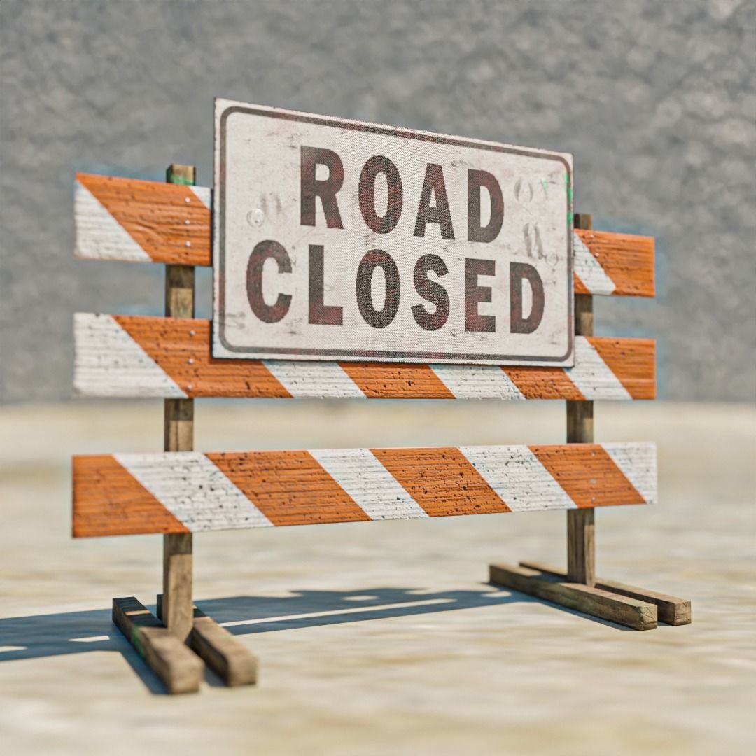 Road closed sign low poly Free low-poly 3D model_3