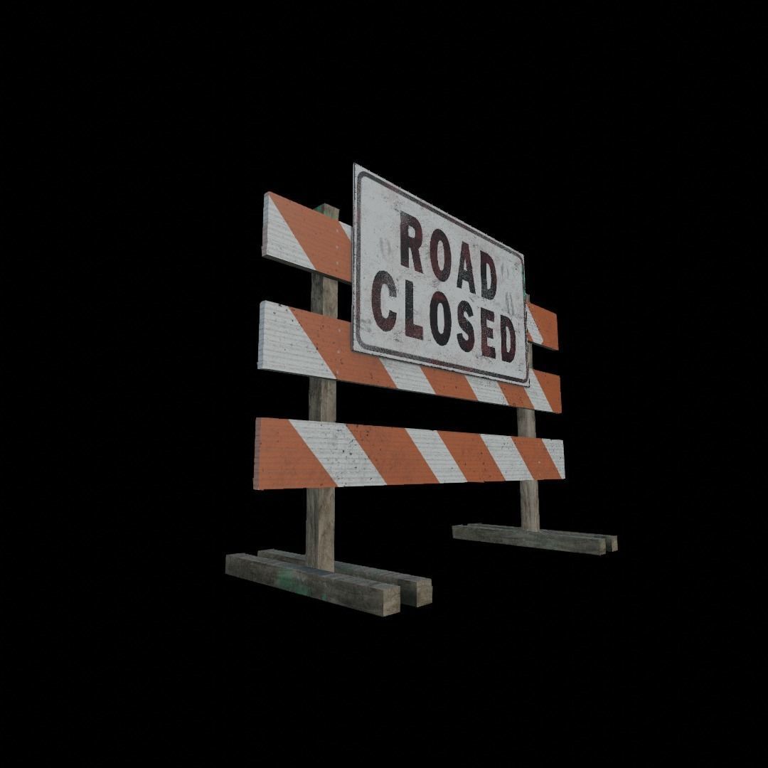 Road closed sign low poly Free low-poly 3D model_4