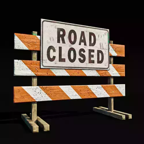 Road closed sign low poly Free low-poly 3D model