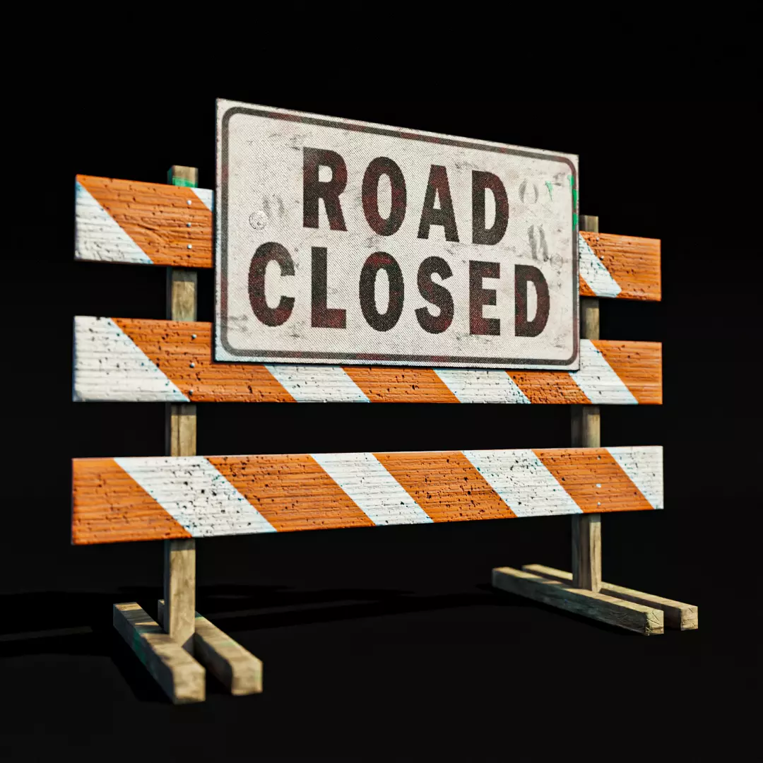 Road closed sign low poly Free low-poly 3D model_0