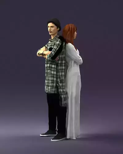 Young stylish couple 0330 3D Print Ready