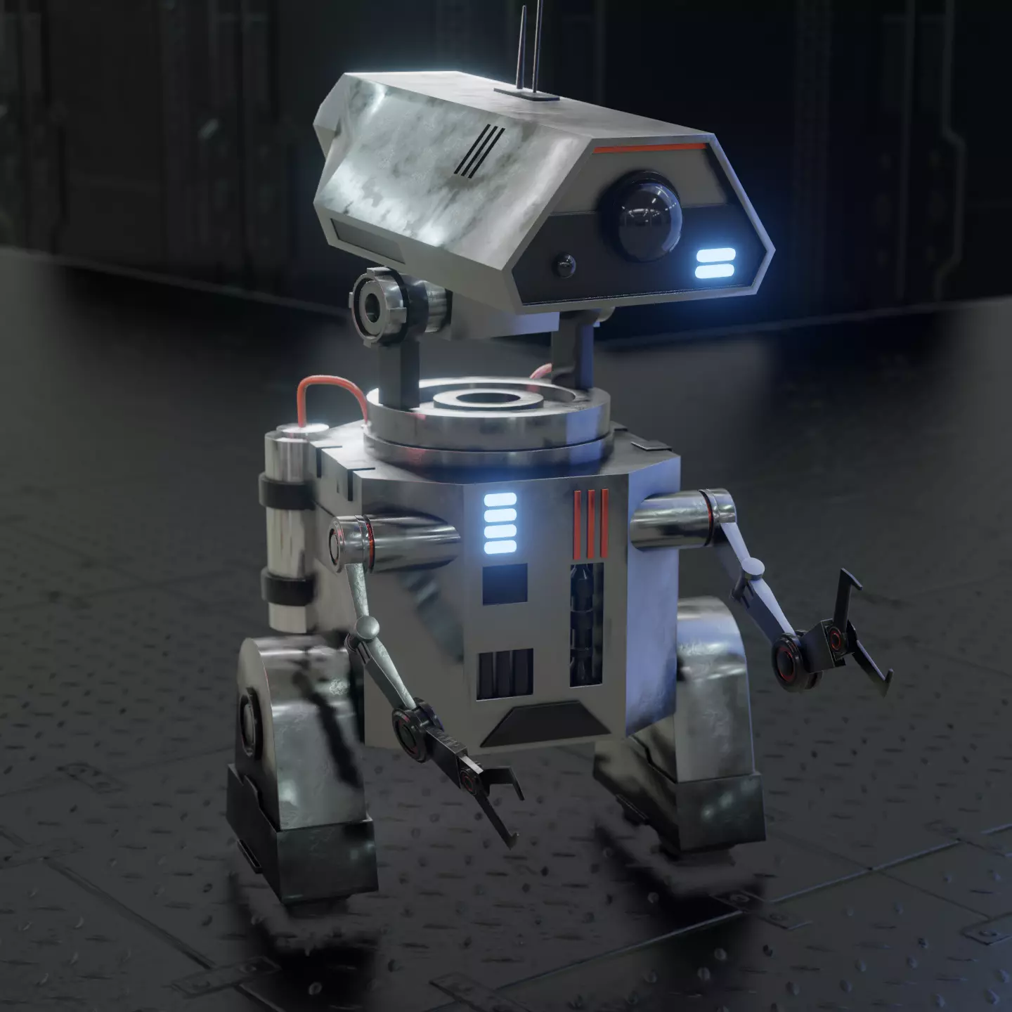 simple sci-fi robot 3D model_0