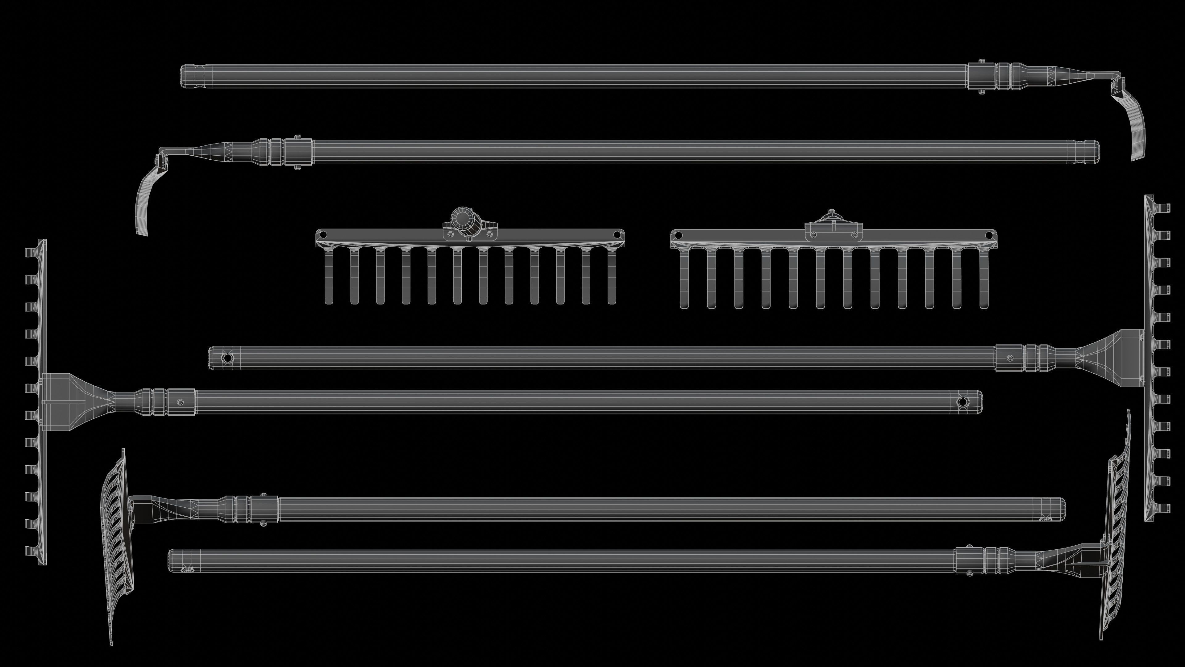 Shovel Rake and Hoe Low-poly 3D model_10