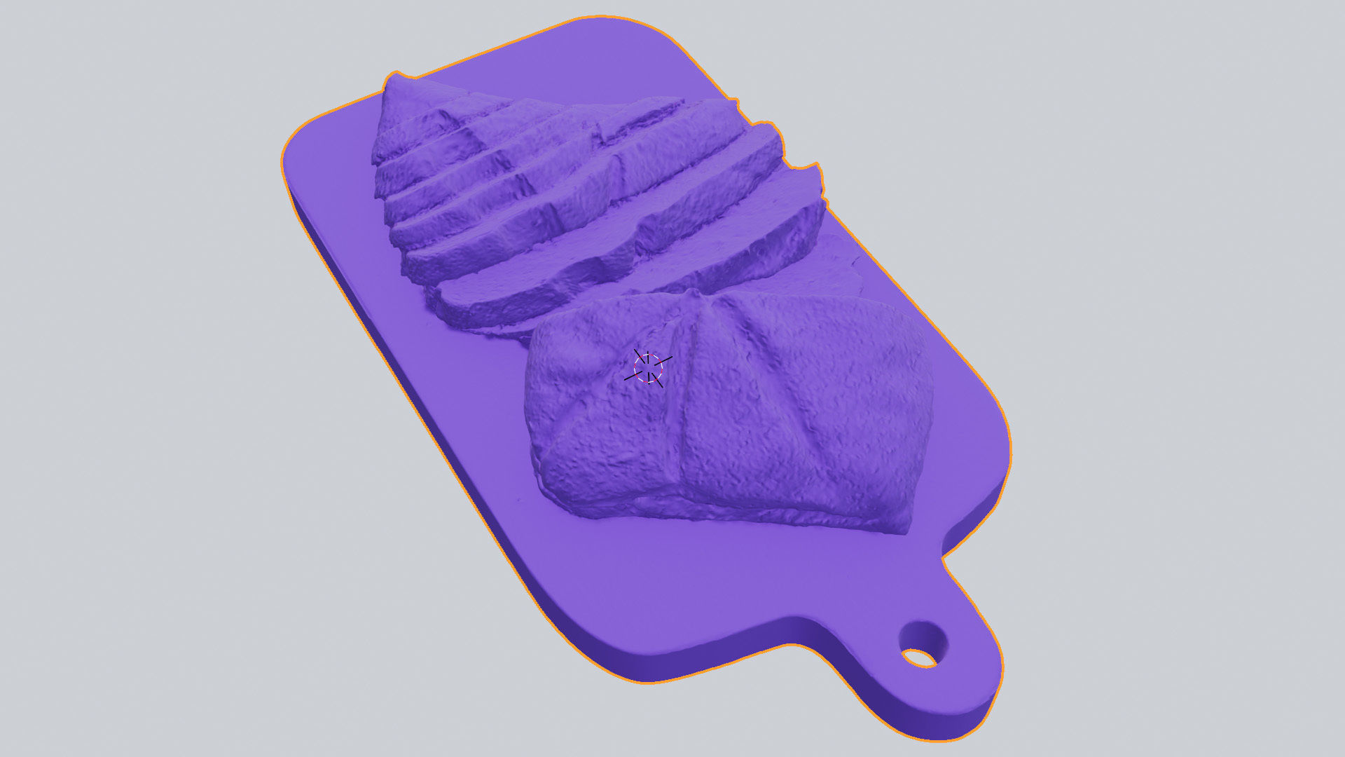 Slices of cut bread with seeds on wooden chopping board 3D model_4