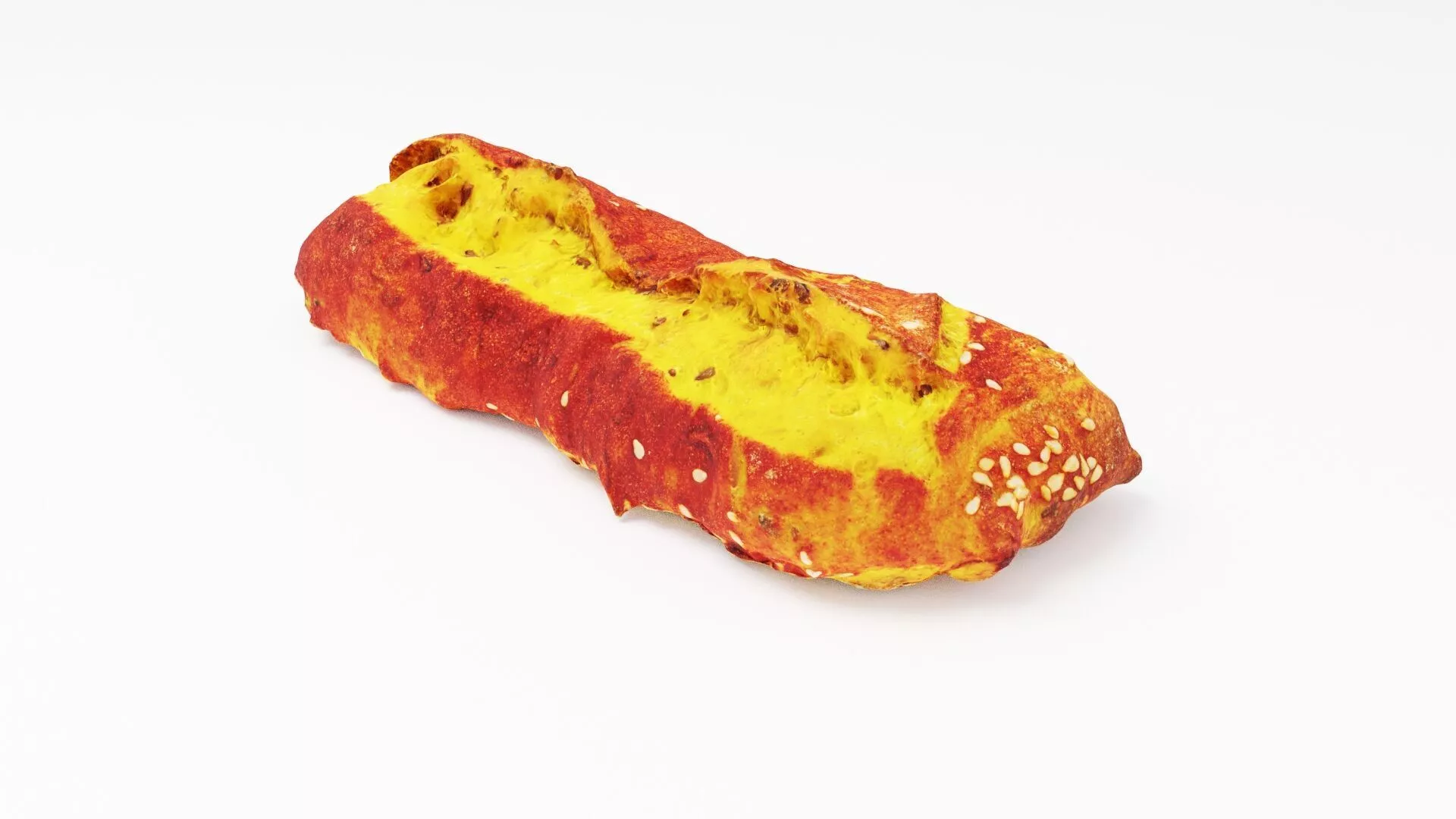 Baguette with turmeric and sesame 3D model