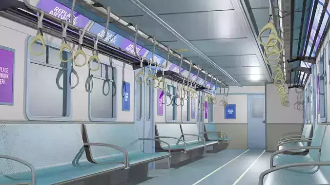 Subway Train Interior  Low-poly 3D model