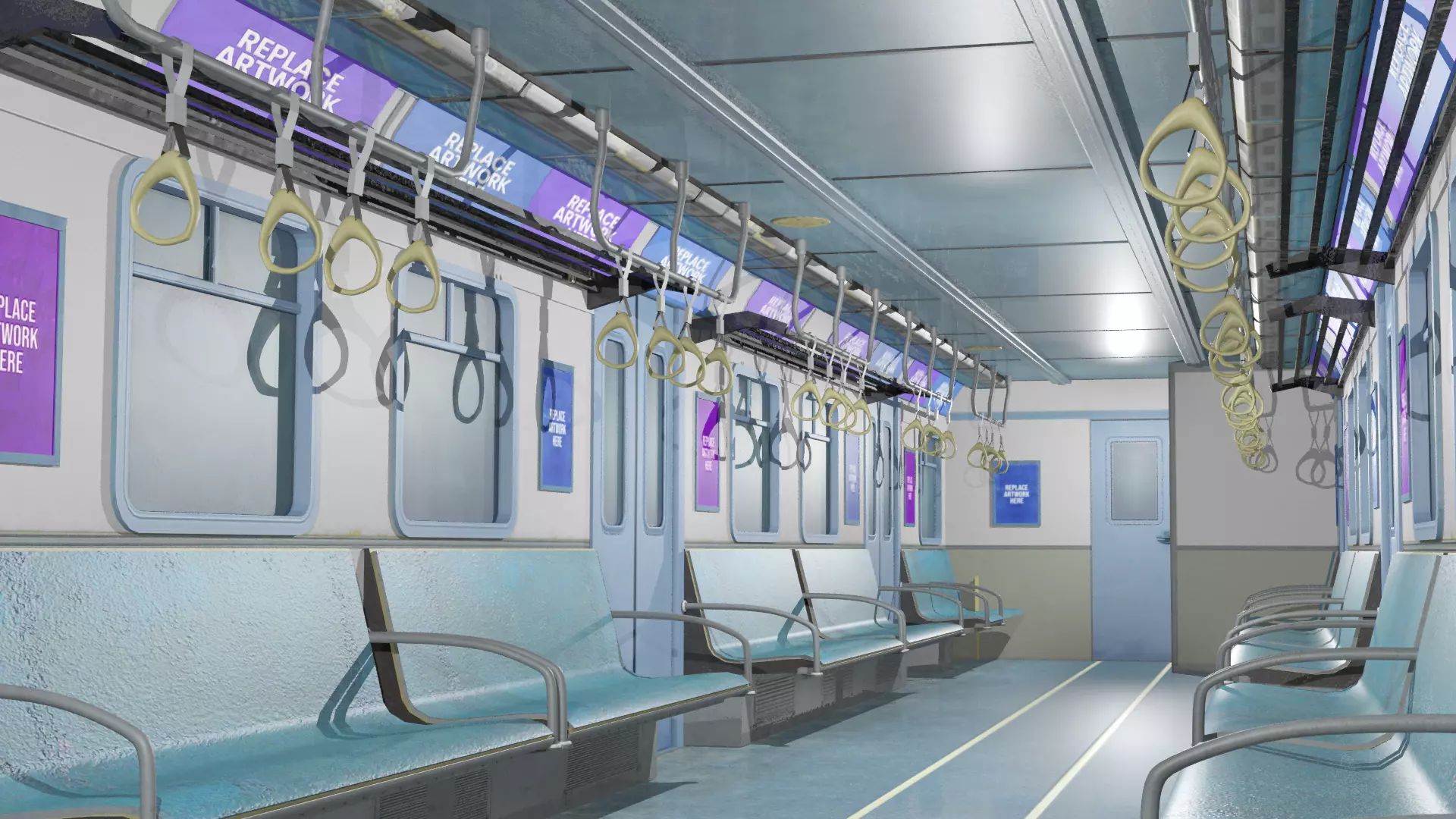 Subway Train Interior Low-poly 3D model