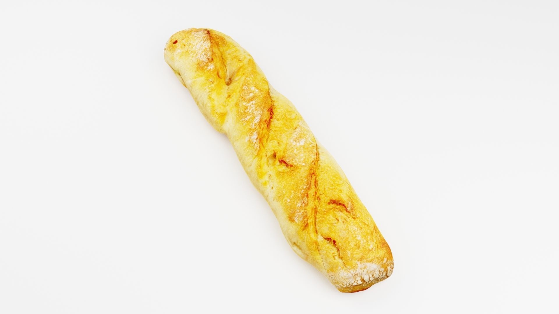 Baguette or French bread with cheese 3D model_5