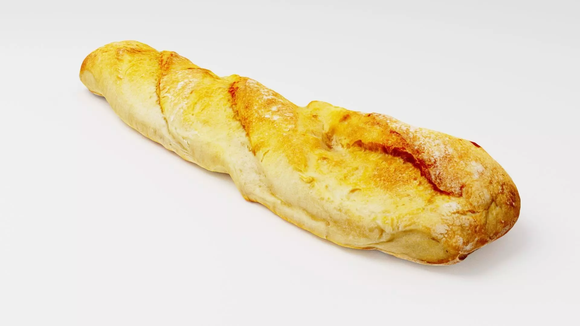 Baguette or French bread with cheese 3D model_0