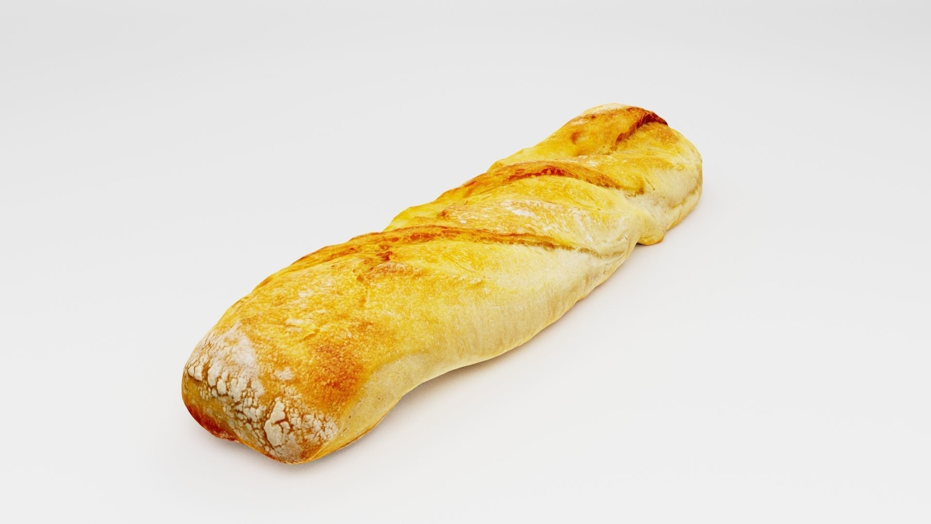 Baguette or French bread with cheese 3D model_1