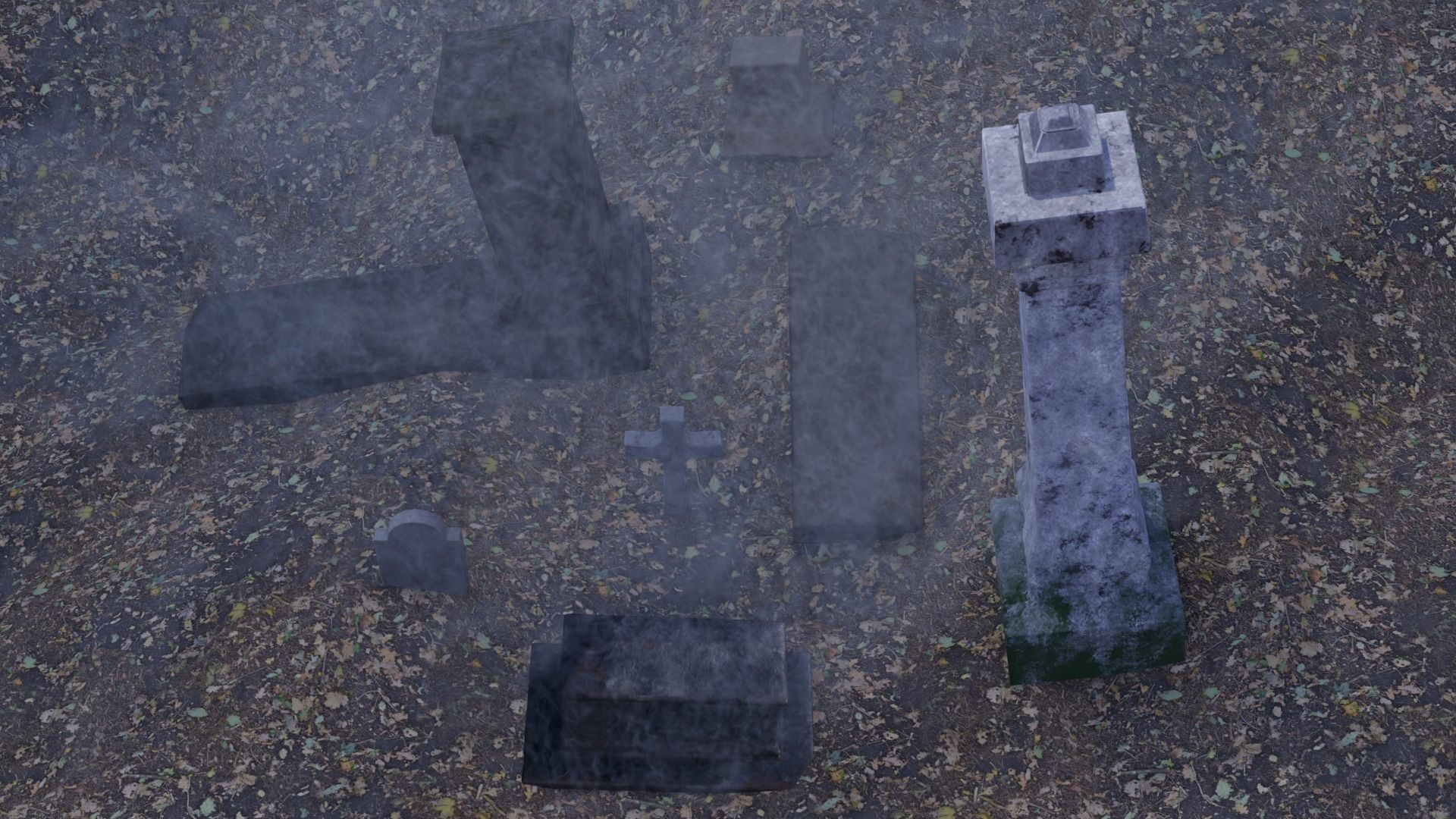 Cementery grave set 3D Model Collection_2