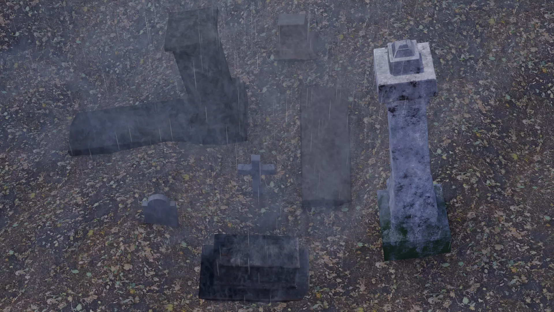 Cementery grave set 3D Model Collection_0