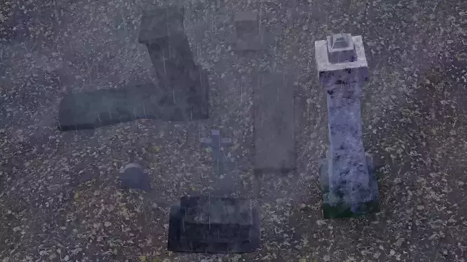 Cementery grave set 3D Model Collection