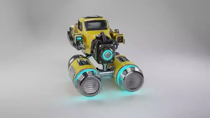 Sci-fi flying car Low-poly 3D model