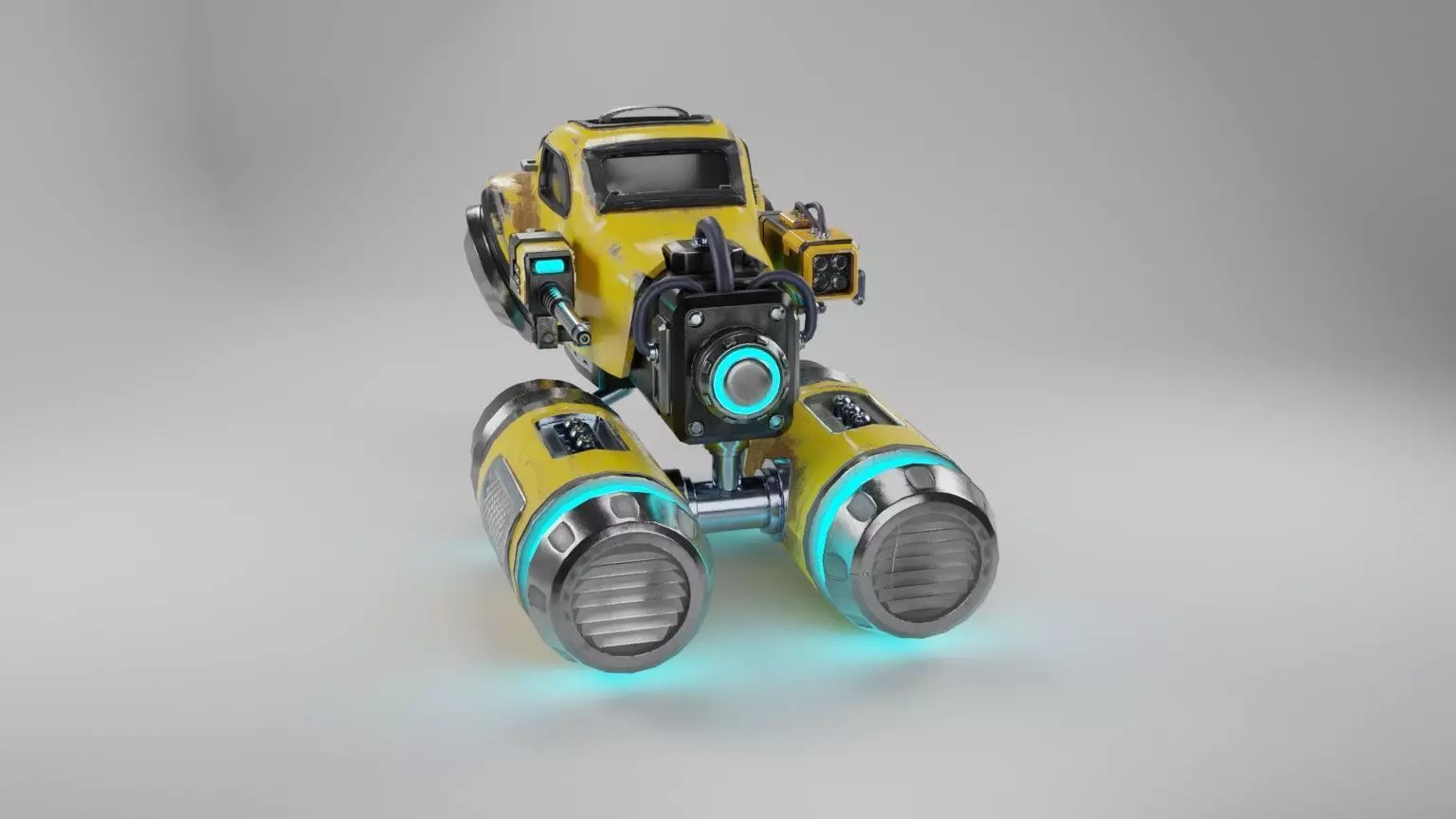 Sci-fi flying car Low-poly 3D model_0