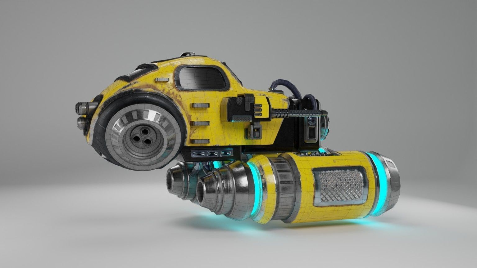 Sci-fi flying car Low-poly 3D model_4