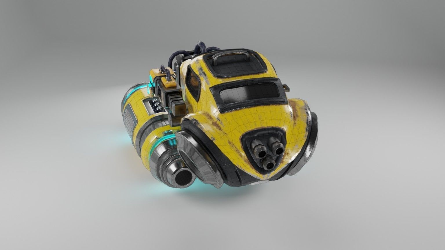 Sci-fi flying car Low-poly 3D model_2