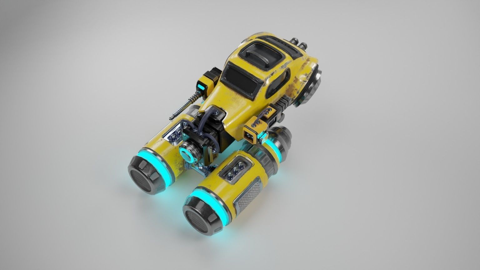 Sci-fi flying car Low-poly 3D model_1