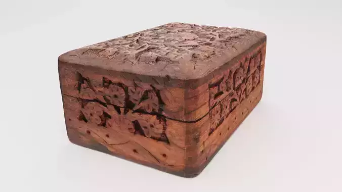 Wooden box with engraving or wood carving