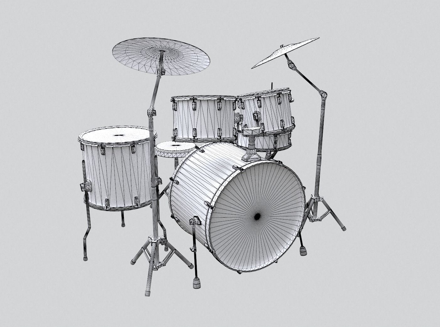 Game Ready Drum Kit - PBR-textures Low-poly 3D model_7