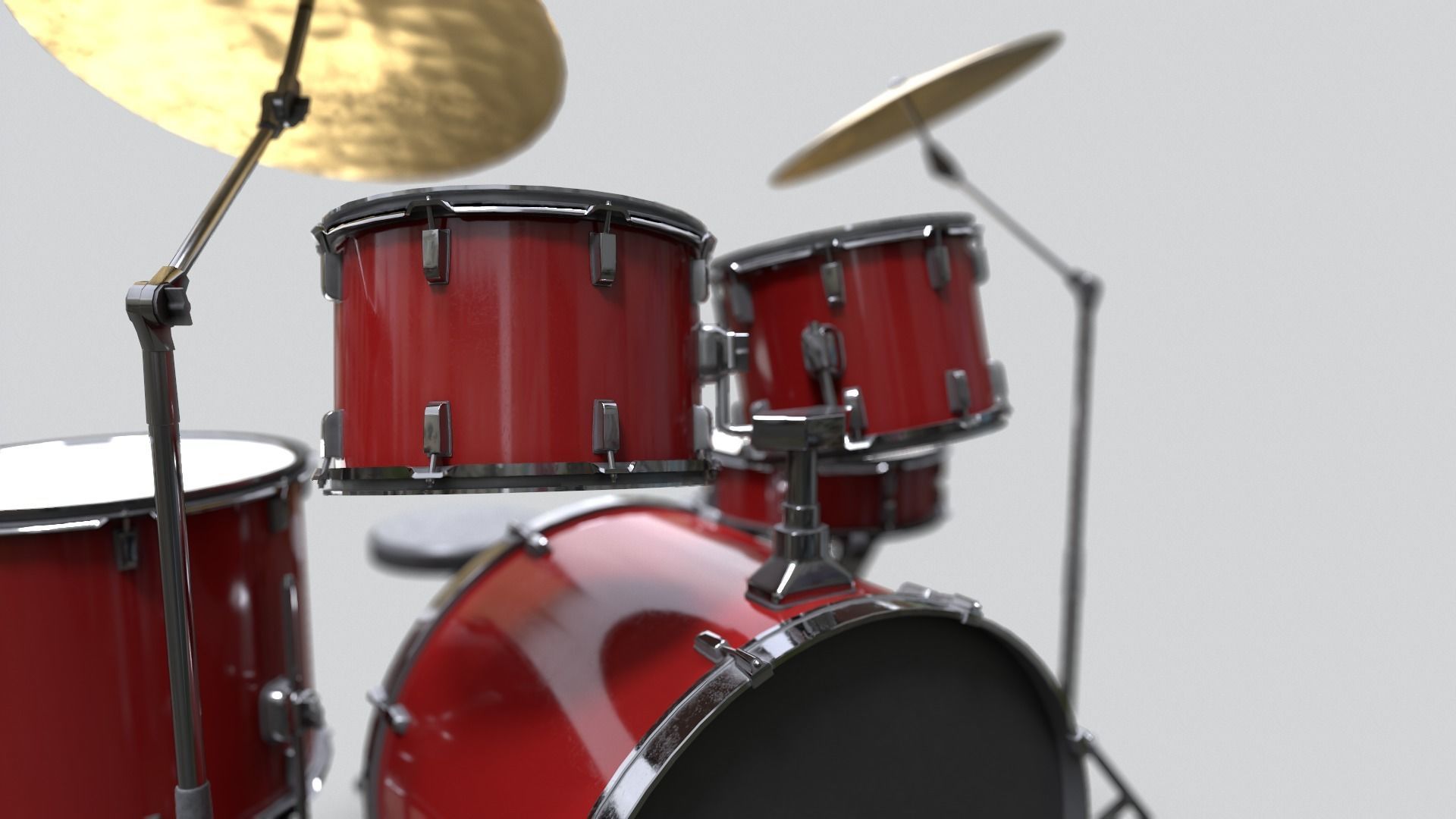 Game Ready Drum Kit - PBR-textures Low-poly 3D model_4