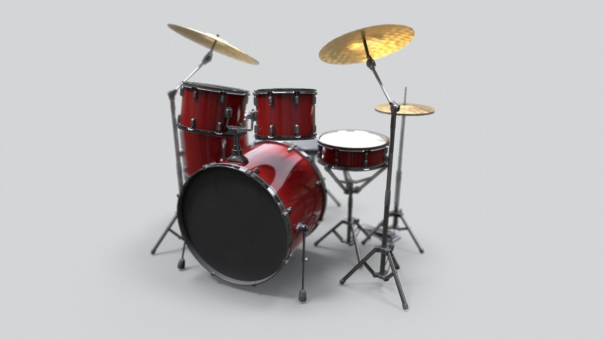 Game Ready Drum Kit - PBR-textures Low-poly 3D model_6