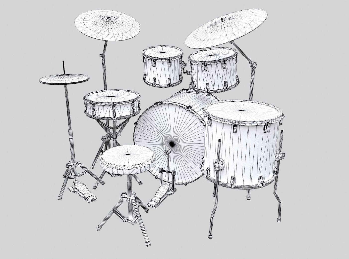 Game Ready Drum Kit - PBR-textures Low-poly 3D model_8