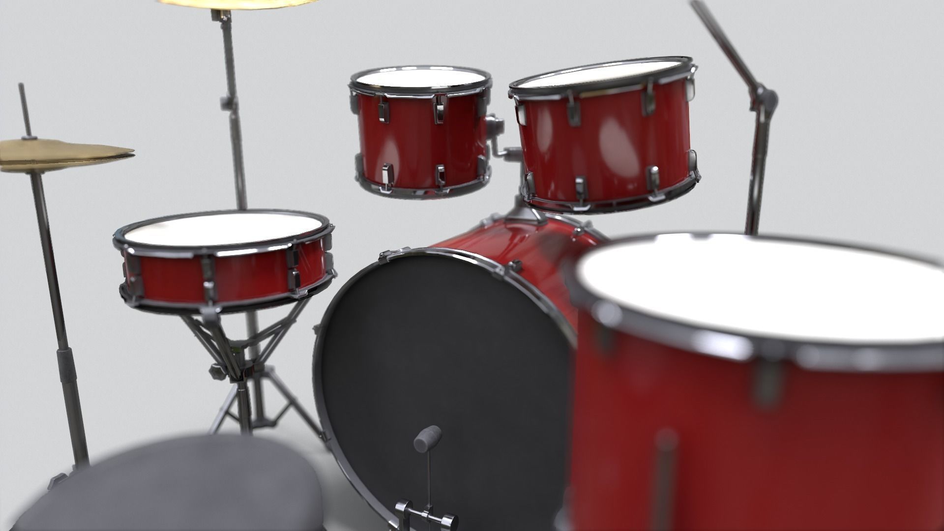 Game Ready Drum Kit - PBR-textures Low-poly 3D model_5