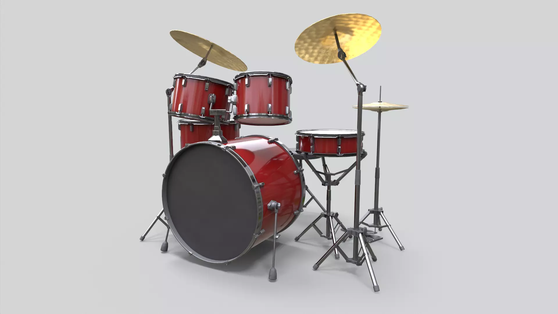 Game Ready Drum Kit - PBR-textures Low-poly 3D model_0