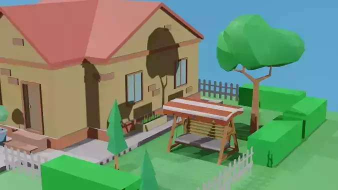 Low Poly house 3 D Model Low Poly Game