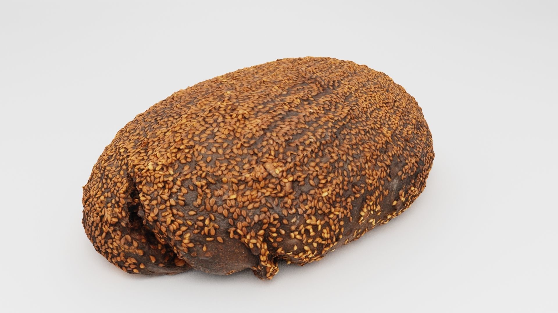 Black or dark bread with sesame seeds icing 3D model_6