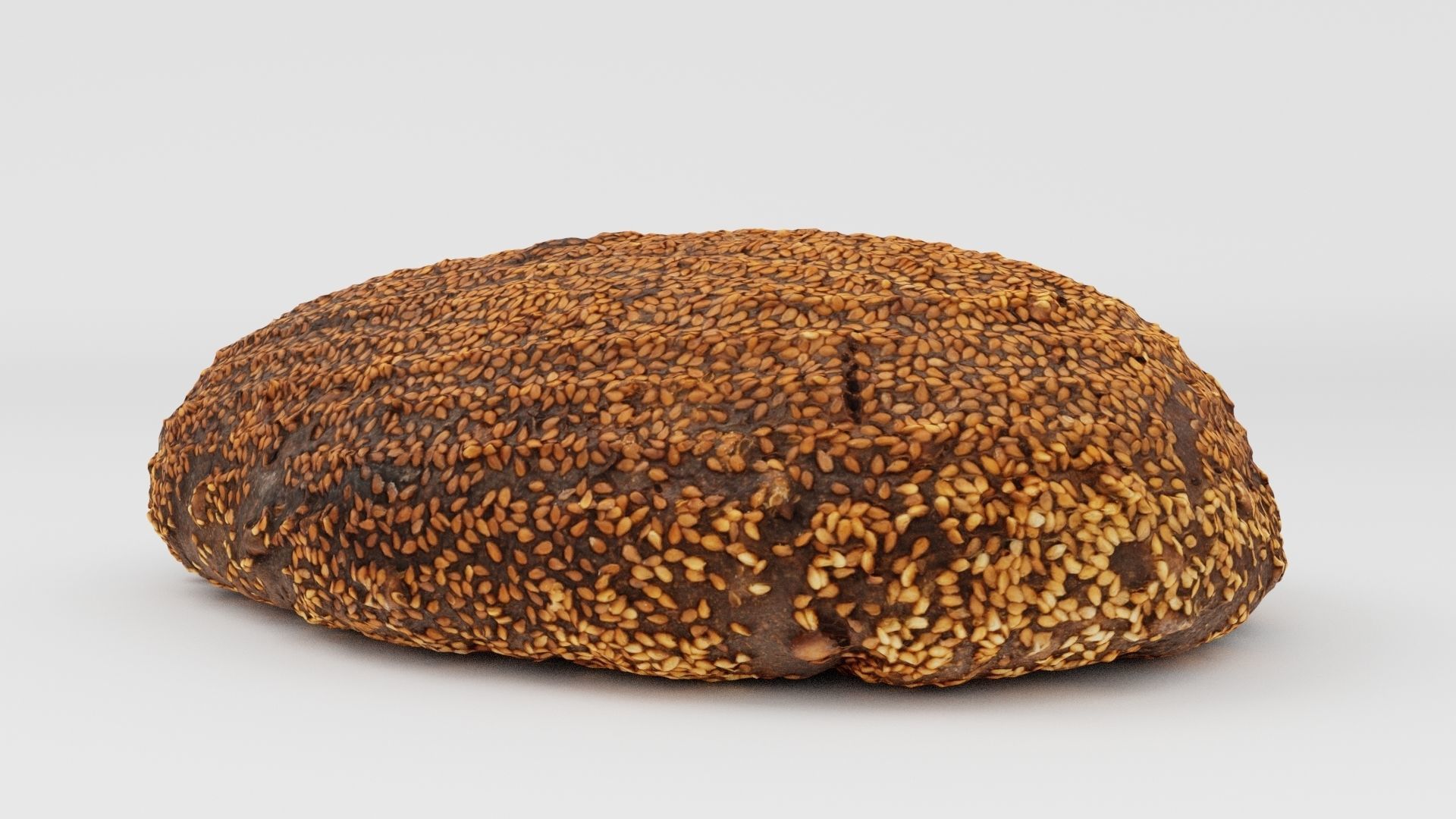 Black or dark bread with sesame seeds icing 3D model_1