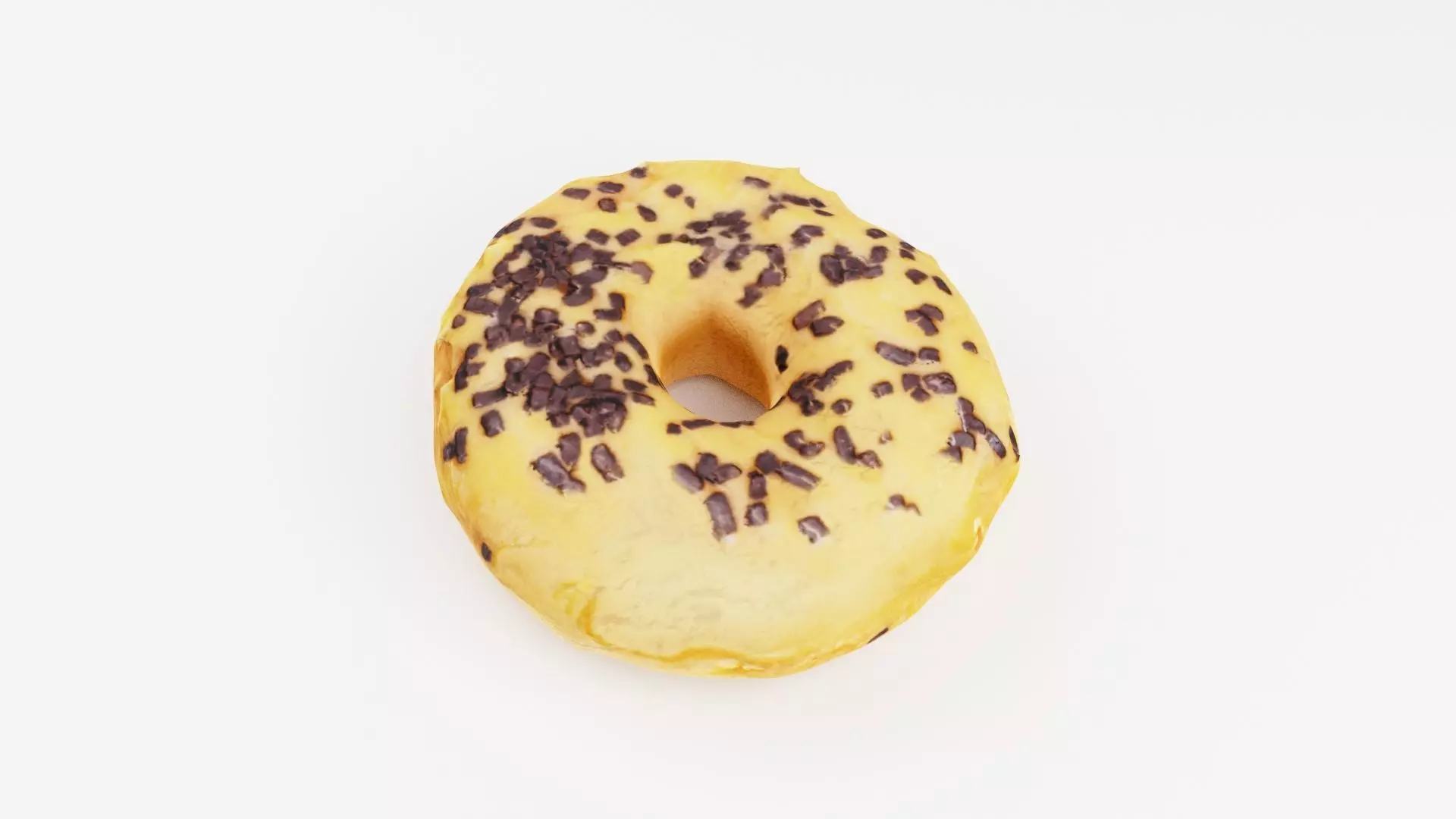 Doughnut glazed with colorful glazing and chocolate 3D model_0