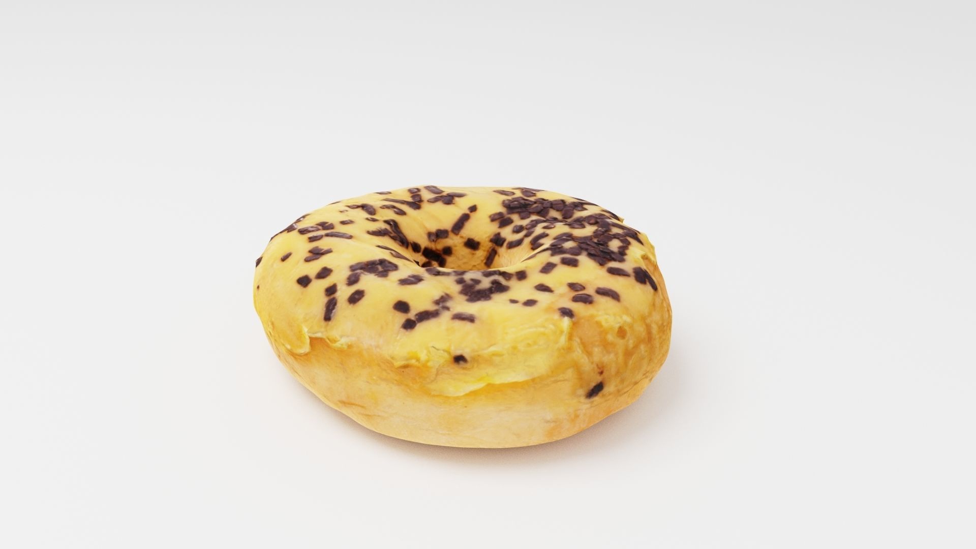 Doughnut glazed with colorful glazing and chocolate 3D model_1