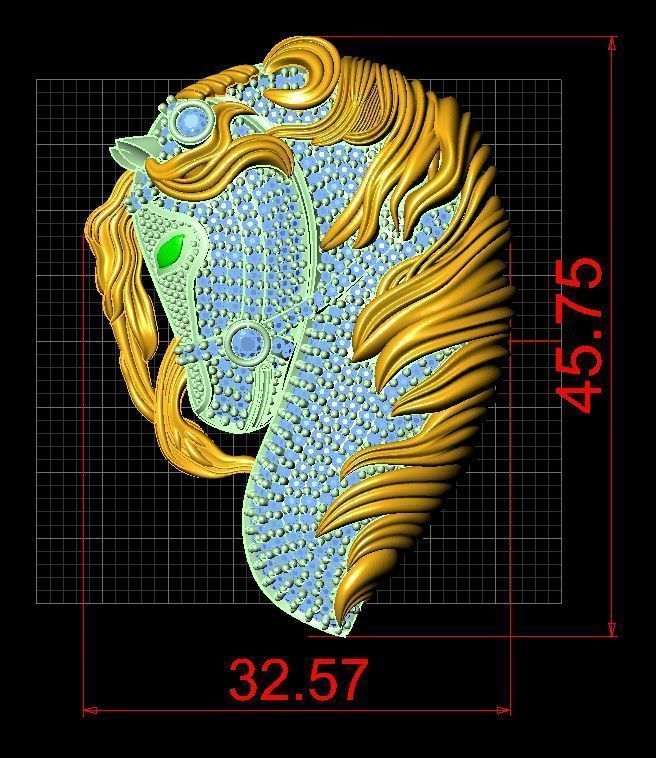 horse necklace 3D model_6