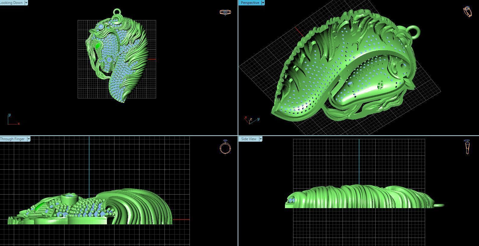 horse necklace 3D model_8