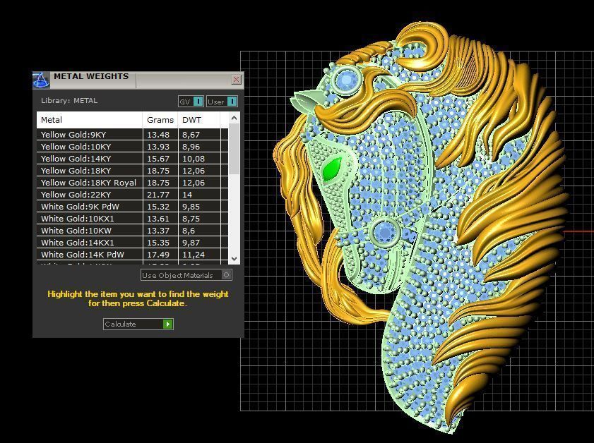 horse necklace 3D model_4