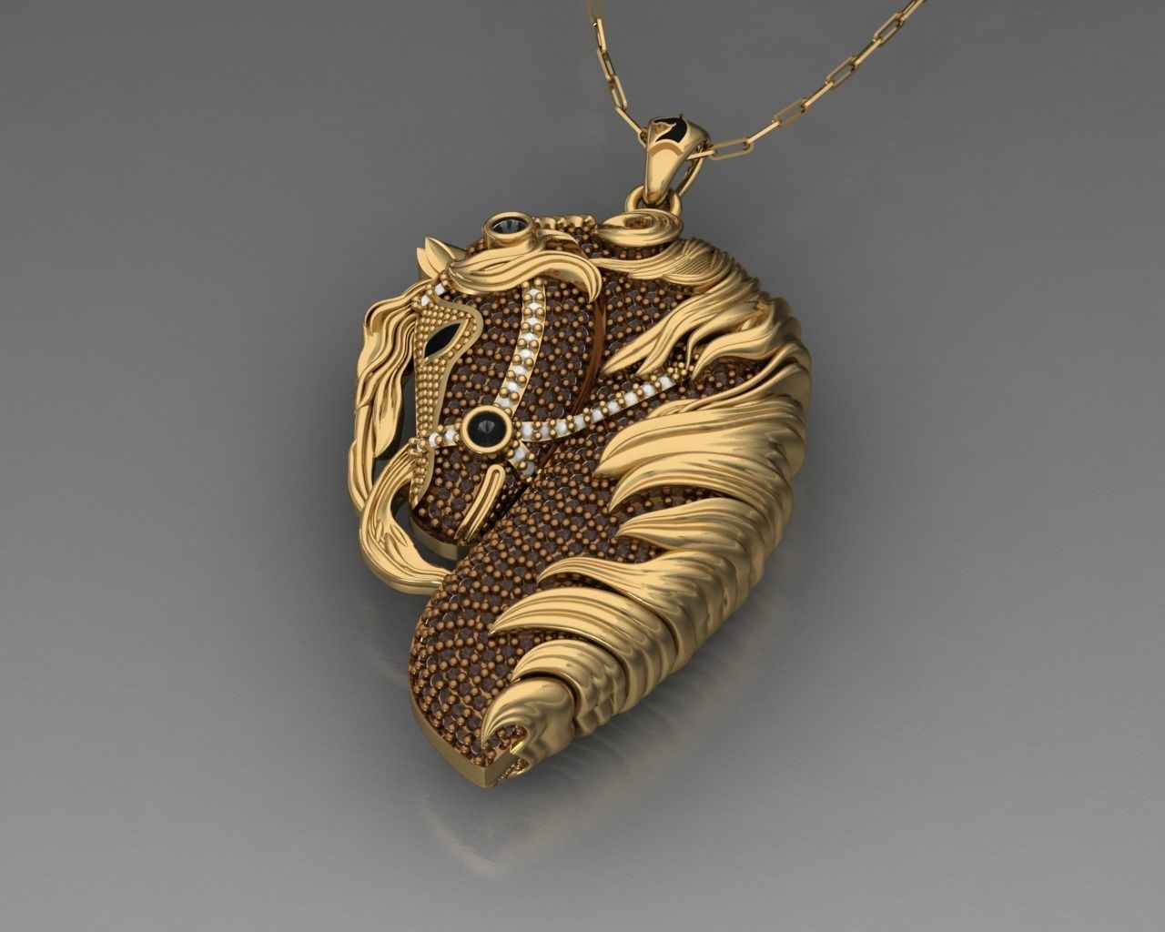horse necklace 3D model_3