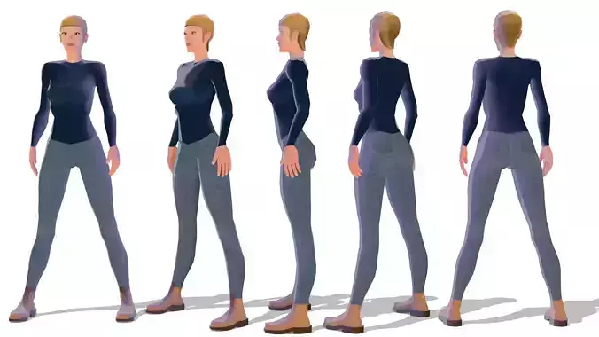 StylizedWoman3 sims woman jeans Low-poly 3D model