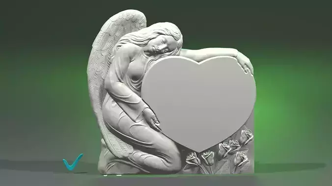 angel rose heart stl obj mlt 3D print model