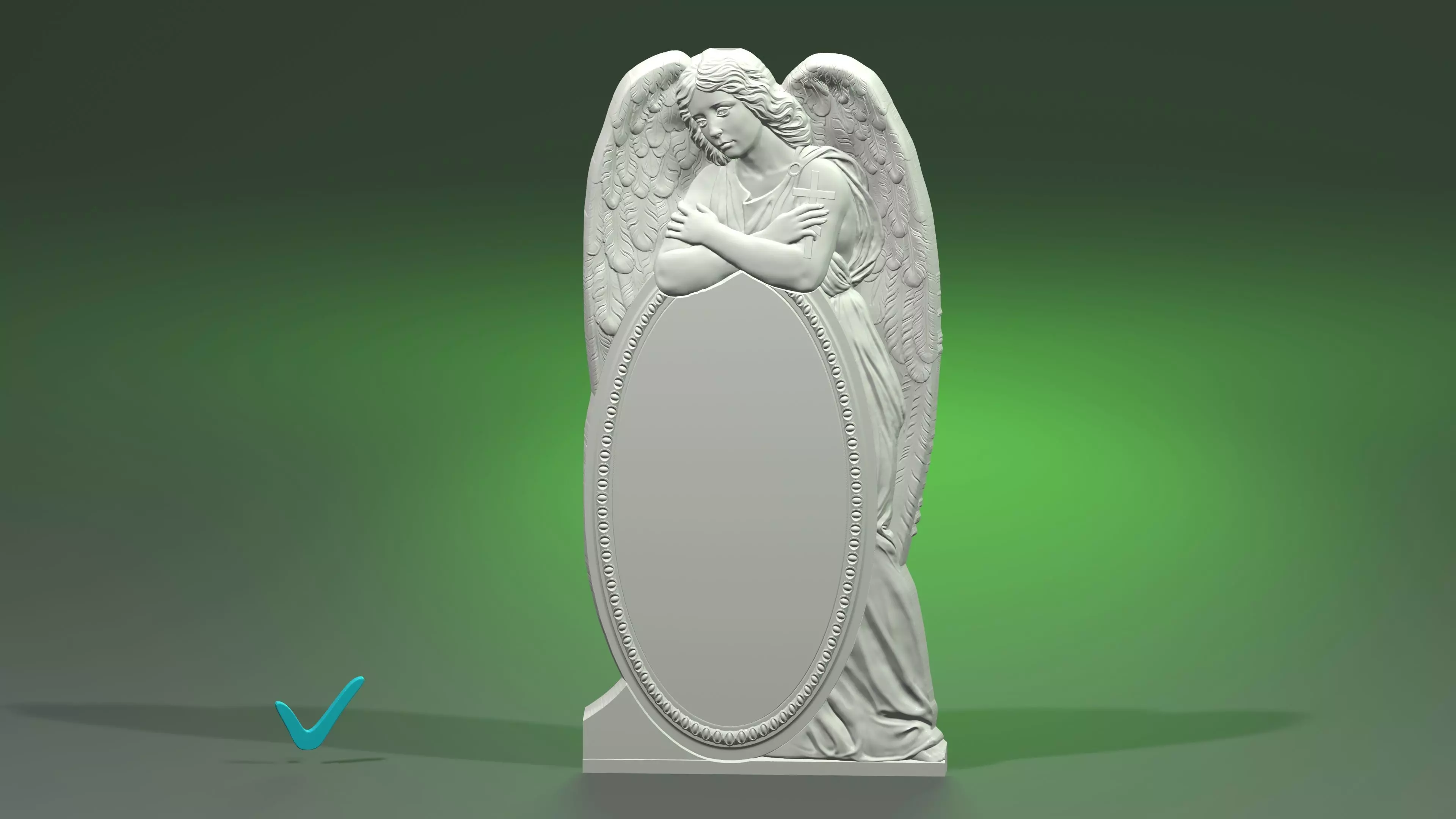 Angel with a frame  3D print model_0