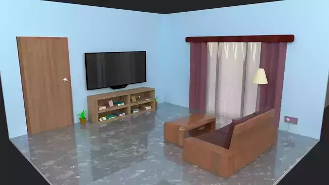 Isometric room low poly