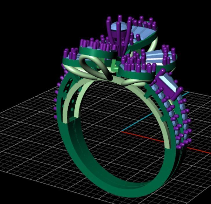 rings diamond 3D print model_2