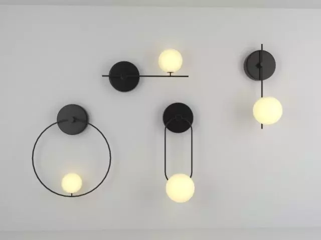 Wall lamps of various shapes Free low-poly 3D model